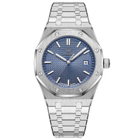 Silver Band with Navy Dial