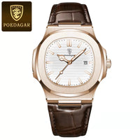 rose gold - white --Leather Strap