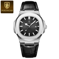 silver black - Leather Strap