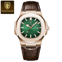rose gold - green --Leather Strap