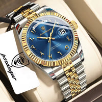 Blue Dial with Silver Band and Gold Accents