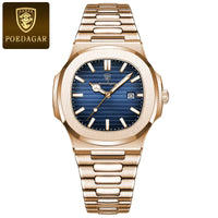 rose gold - blue --Stainless Steel Strap