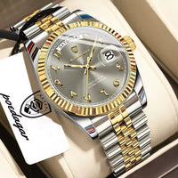 Grey Dial with Silver Band and Gold Accents