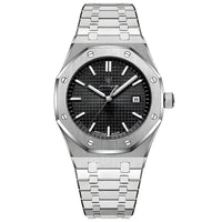 Silver Band with Black Dial