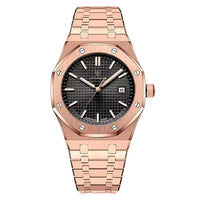 Rose Gold Band with Black Dial