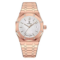 Rose Gold Band with Silver Dial