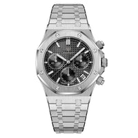 Silver Band with Black Dial