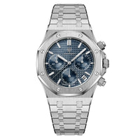 Silver Band with Blue Dial